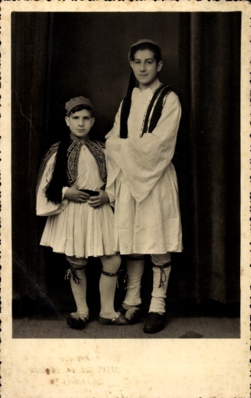Postcard Children in Greek Costume, portrait