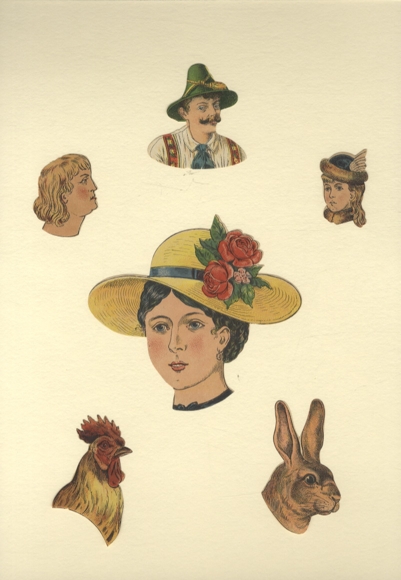 6 wafers man in Bavarian costume, woman with hat, rabbit, chicken, child, approx. 10.5 x 11 cm, up to 4 x 2.5 cm