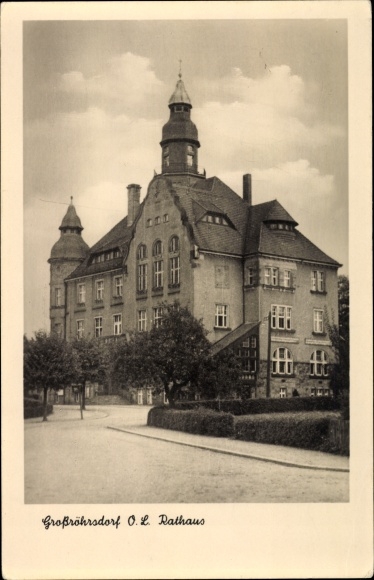 Postcard Großröhrsdorf in Saxony, town hall