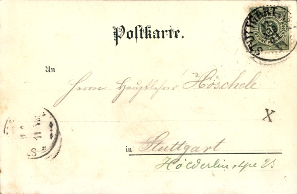 Chromo-Litho Ulm on the Danube, partial view, Münster, poem D'Schwobamädle