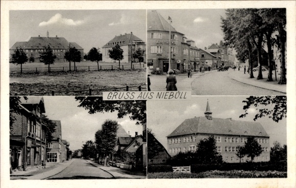 Postcard Niebüll in Nordfriesland, street views