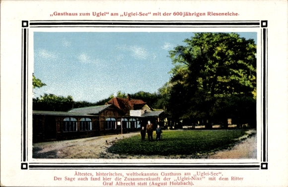 Passepartout Ak Eutin Ostholstein, Ukleisee, Gasthaus zum Uglei, Inh. August Holzbach, Rieseneiche 