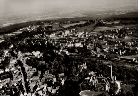 Postcard Königstein im Taunus, aerial view of Königstein, houses, landscape, castle ruins