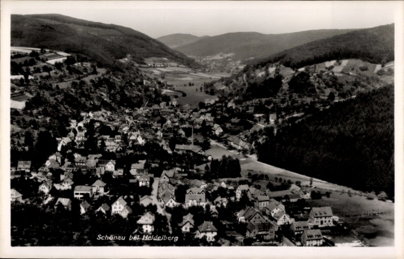 Postcard Schönau near Heidelberg Odenwald, aerial photograph