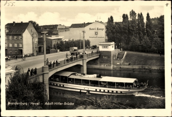 PC Brandenburg an der Havel, Adolf Hitler Bridge, pleasure boat, Hotel Lange