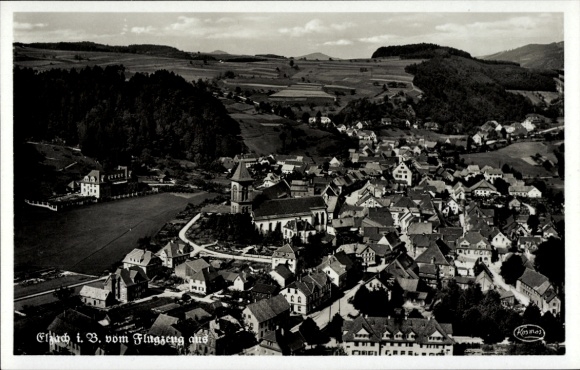 Postcard Elzach in the Black Forest, aerial photograph