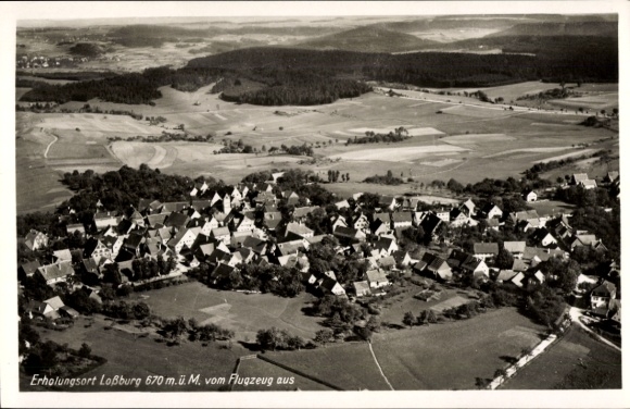 Ak Loßburg im Schwarzwald, Erholungsort  Ansicht vom Flugzeug, Landschaft, Häuser