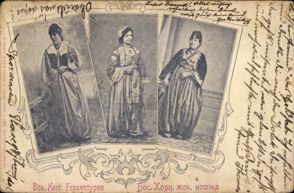 Postcard Bosnia-Herzegovina, Women in Folk Costumes
