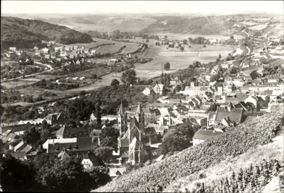 Ak Freyburg an der Unstrut, Fotografie einer Stadtansicht, Kirche, Weinberge, Landschaft
