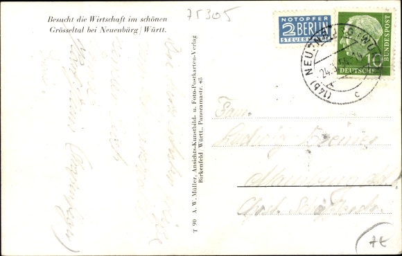 Postcard Neuenbürg in the Black Forest Württemberg, Economy in the Gösseltal