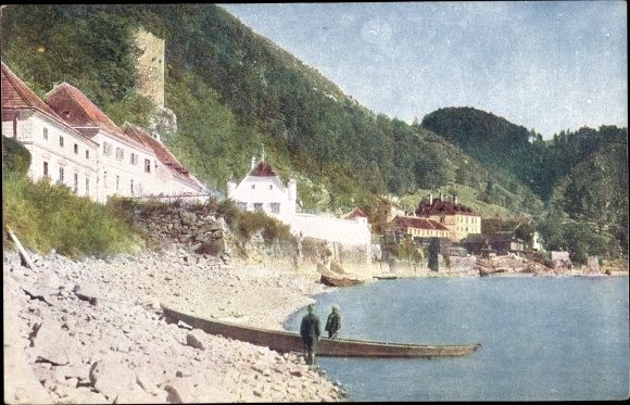Postcard Sarmingstein St. Nikola Upper Austria, banks of the Danube