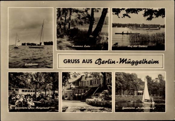 Ak Berlin Köpenick Müggelheim, Krumme Lanke, Dahme, Restaurant Krampenburg, Restaurant Neu Helgoland