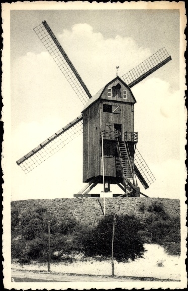 Postcard Koksijde Coxyde sur Mer West Flanders, windmill, Le vieux Moulin