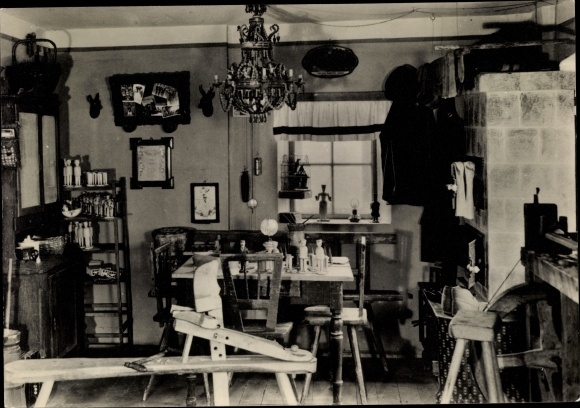 Postcard Seiffen in the Ore Mountains, a toymaker&#39;s room