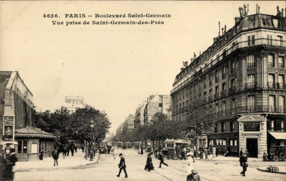 Ak Paris VI Luxemburg, Boulevard Saint-Germain, uitzicht vanaf Saint-Germain-des-Pres
