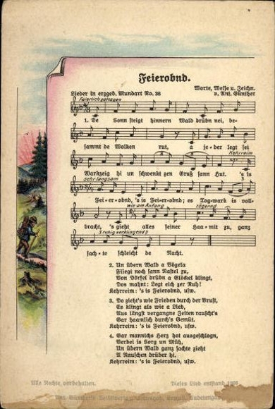 31 individual song cards, Anton Günther