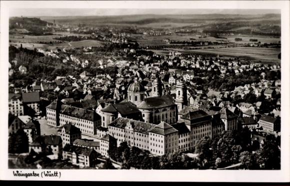 Postcard Weingarten in Württemberg, aerial photograph