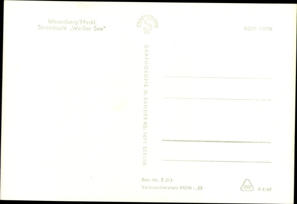 Ak Wesenberg in Mecklenburg, Strandcafé Weißer See
