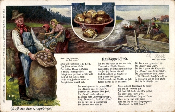 Song artist PC Schneider, Rud., Aardäppel song, potato harvest, publishing house Wilhelm Vogel