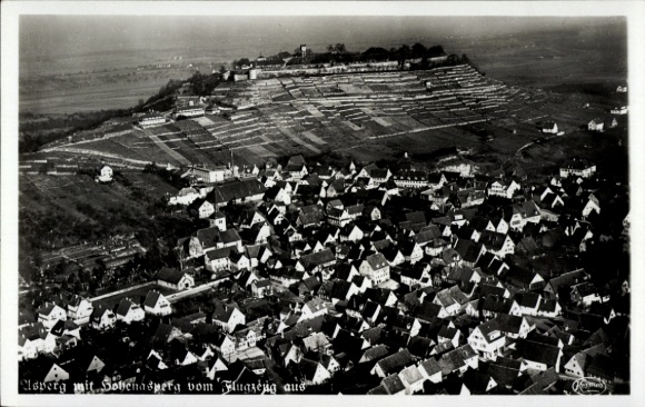 Ak Asperg in Württemberg, vesting Hohenasperg, luchtfoto