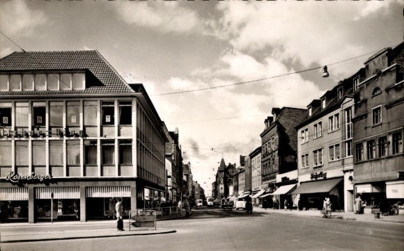 Postcard Hamm in Westphalia, street view, section on Weststrasse, Rosenberger
