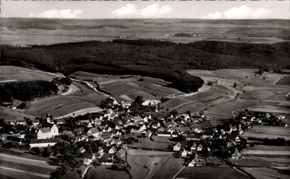 Postcard Edelstetten Neuburg an der Kammel Swabia, aerial photograph