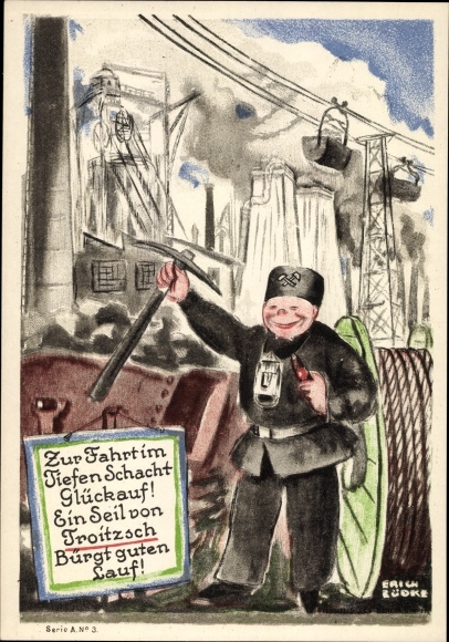 Artist PC Lüdke, E., Berlin Tempelhof, rope and cable works F. Troitzsch, miner