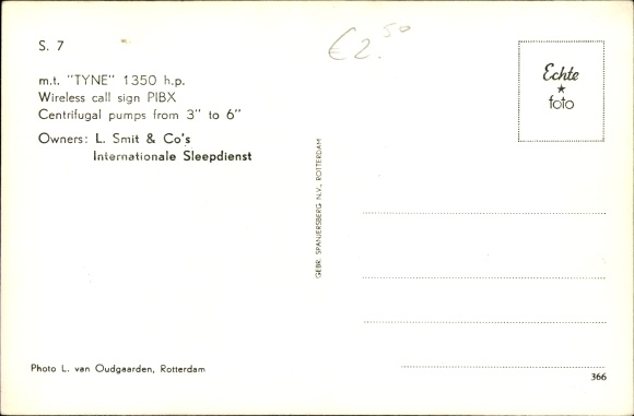 Postcard Tugs mt Tyne, L. Smit and Co.&#39;s International Sleepdienst