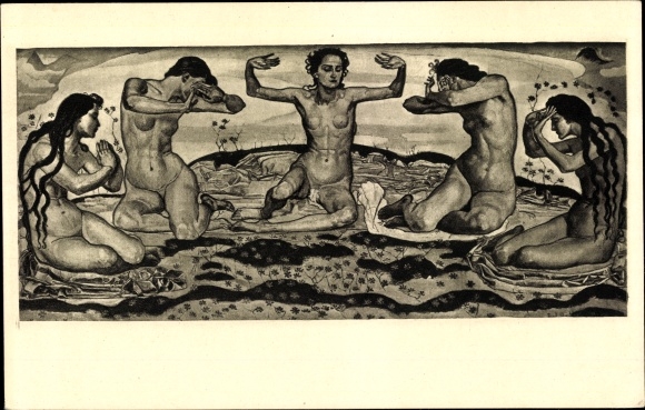 Kunstenaarskaart Hodler, Ferd., The day, tekening rond 1900