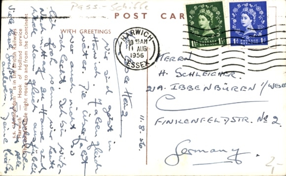 Ansichtkaart British Railways, ferry SS Amsterdam