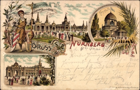 Chromo-Litho Nuremberg in Middle Franconia, Bavarian State Exhibition 1896, industrial building, art gallery