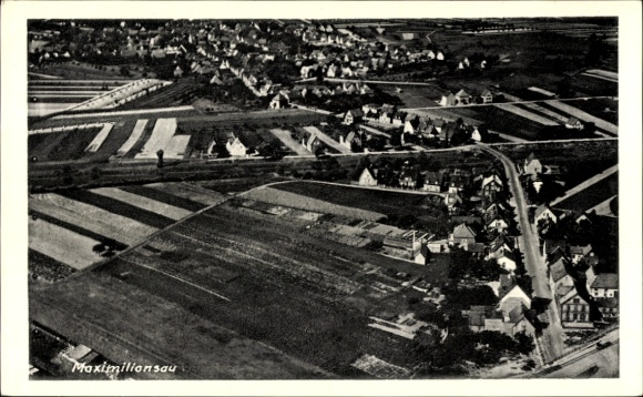 Ak Maximiliansau Wörth am Rhein, Fliegeraufnahme