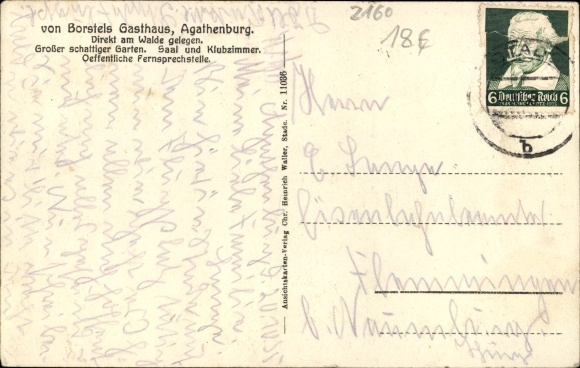Postcard Agathenburg district of Stade, Borstels inn, bicycles