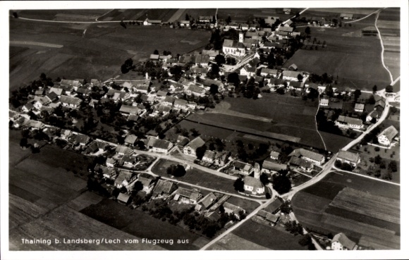 Postcard Thaining in Upper Bavaria, aerial photograph