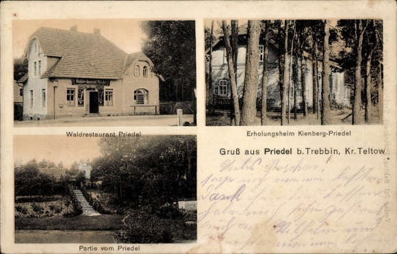 Ak Priedel Trebbin in de wijk Teltow Fläming, bosrestaurant Priedel, rusthuis Kienberg