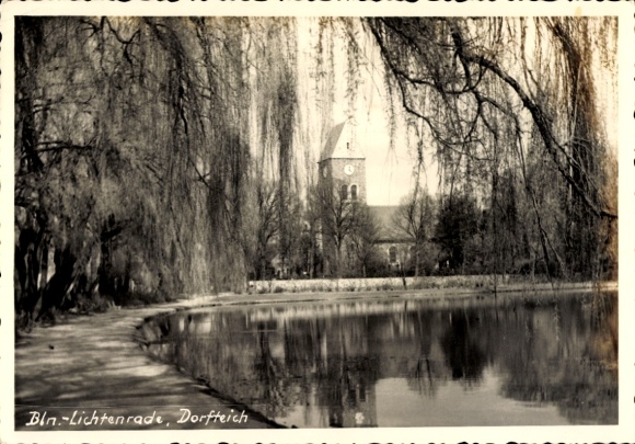 Postcard Berlin Tempelhof Lichtenrade, village pond