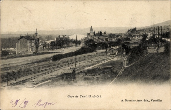Ak Triel sur Seine Yvelines, Bahnhof, Panorama