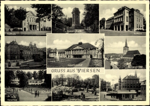 Viersen, main station, city garden, town hall, church