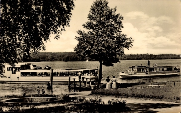 Postcard Altenhof Schorfheide on Lake Werbellin, steamer landing stage