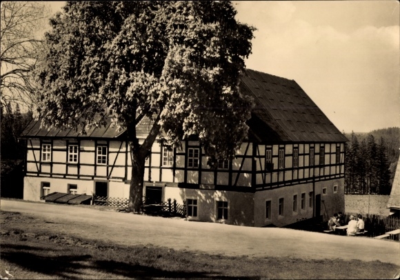 Postcard Riesenberger houses Sosa Eibenstock in the Ore Mountains, inn