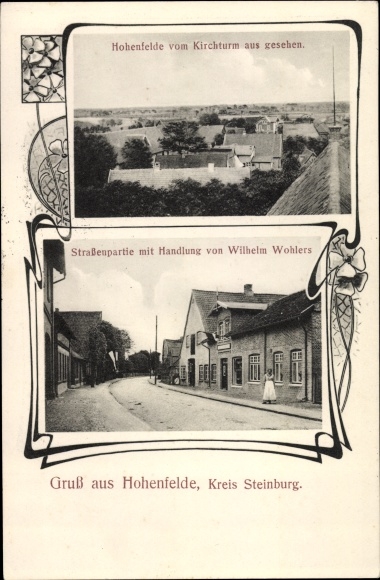 Art Nouveau ansichtkaart Hohenfelde in Sleeswijk Holstein, actie, straatdeel
