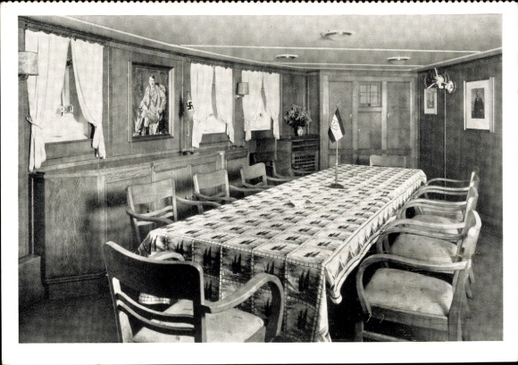 Schilderij stoomboot Mathias Stinnes, eetkamer, rederij Hugo Stinnes