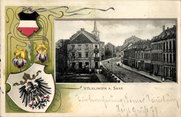 Präge Wappen Ak Völklingen im Saarland, Straßenpartie