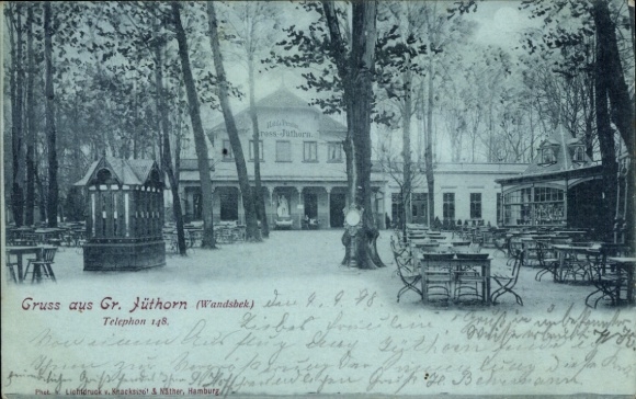 maanlicht Ak Hamburg Wandsbek Jüthorn, restaurant, terras