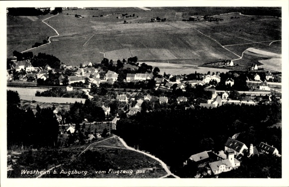 Postcard Westheim near Augsburg Neusäß in Swabia, aerial photograph