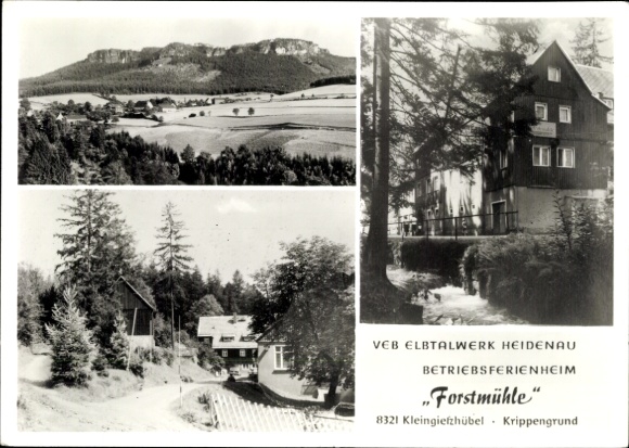 Postcard Kleingießhübel Reinhardtsdorf-Schöna Saxon Switzerland, company holiday home Forstmühle