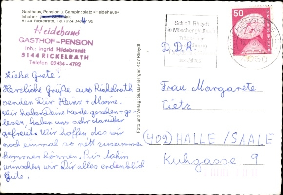 Postcard Rickelrath Wegberg North Rhine-Westphalia, inn and campsite Heidehaus