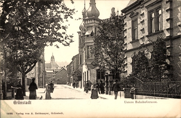 Postcard Grünstadt in der Pfalz, Untere Bahnhofstraße