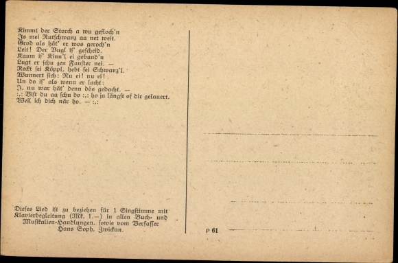 Song Postcard Hans Soph, The soot tail, Erzgebirge dialect no. 5