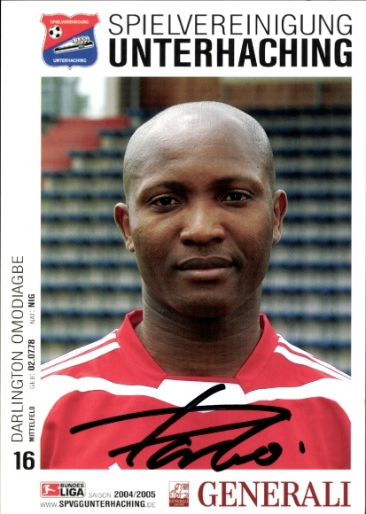 Autograph card footballer Darlington Omodiagbe, SpVgg Unterhaching, autograph
